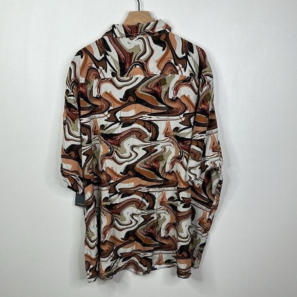 Johnny Bigg Men's 1XL Rust Marble Print Short Sleeve Button Down Shirt - Picture 5 of 6